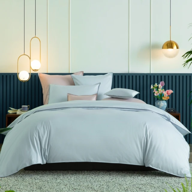 WEDGWOODWEDGWOOD 500織長纖棉 被套1入｜Solid Color簡約系列細滾繩款 冰藍(百貨款雙人 180x210cm)