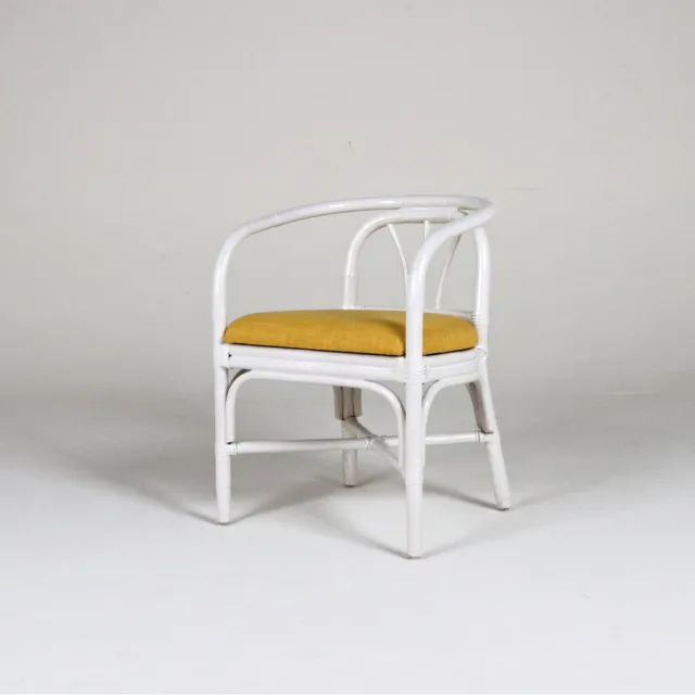 【山茶花家具】藤餐椅-藤條結構 室內椅DC112WW黃(白色餐椅)