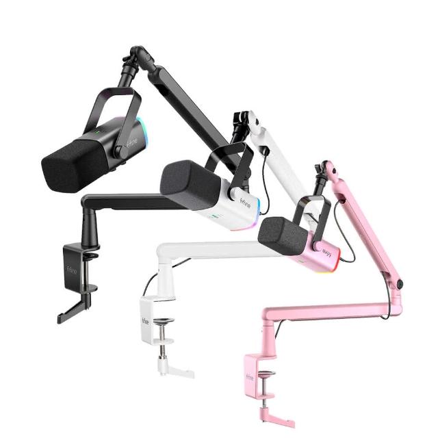 【FIFINE】FIFINE 錄音室等級USB/XLR動圈式RGB直播麥克風懸臂組(TAM8)