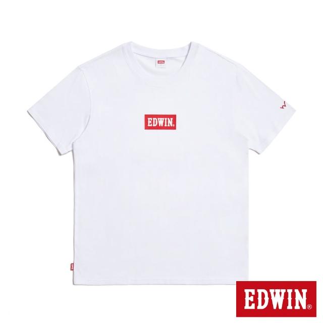 【EDWIN】男裝 BOX LOGO短袖T恤(白色)