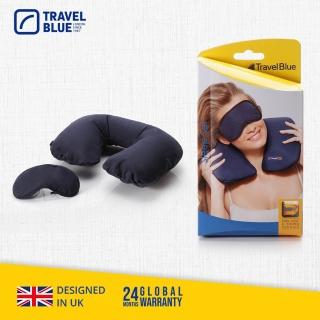 【Travel Blue 藍旅】安心睡眠組 附收納袋(頸枕表布可拆洗)