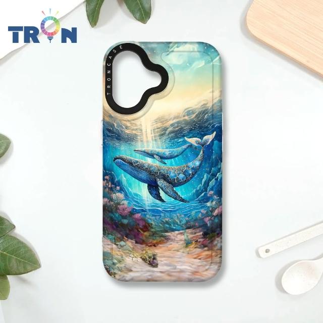 【TRON】iPhone 16/16 PLUS/16 PRO/16 Pro Max 大海鯨魚系列 MAGSAFE 磁吸 防摔 太空殼 透白 手機殼