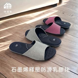 【MOCODO 伴佳家】石墨烯釋壓防滑乳膠拖鞋(室內拖鞋 舒適止滑、吸濕透氣)