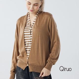 【Qiruo 奇若名品】秋冬專櫃V領兩件式長袖上衣0688A-45咖啡色(FF)