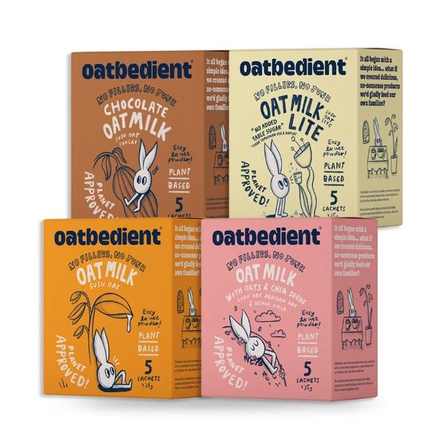 【Oatbedient】Oat Milk 即溶燕麥奶 任選4件組(原味/ 巧克力/ 奇亞籽/ 微糖 25-35g x 5包/盒)