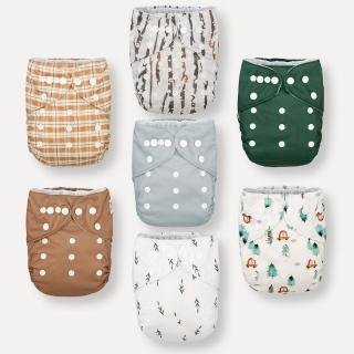 【Nora’s Nursery】美國口袋式布尿布7件組 森林島嶼(環保布尿布 可水洗可重複用 附尿墊送收納袋)