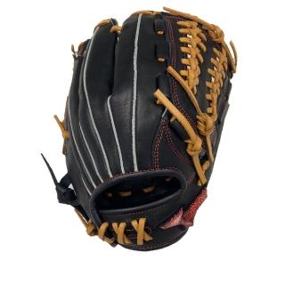 【MIZUNO 美津濃】WD限定紅標少年用手套約11吋密網擋黑X黃穿繩(1AJGY31500 0949)