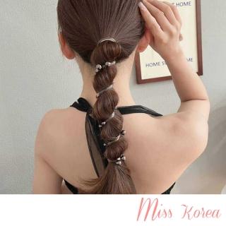 【MISS KOREA】珍珠髮繩/韓國設計氣質珍珠泡泡辮編髮神器 電話線圈 髮繩(3色任選)