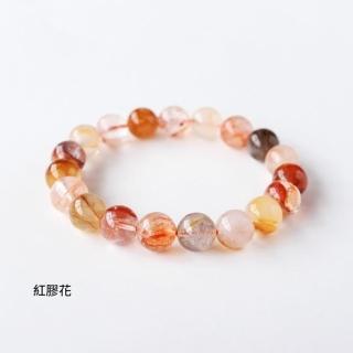 【VERDNIA】天然紅膠花水晶幸運能量串珠手鍊 8mm(手鏈/男女手環/手鐲/天然水晶/能量石/靈性寶石)