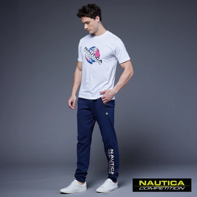 NAUTICA 男裝 COMPETITIO棉感大LOGO運動長褲(藍色)