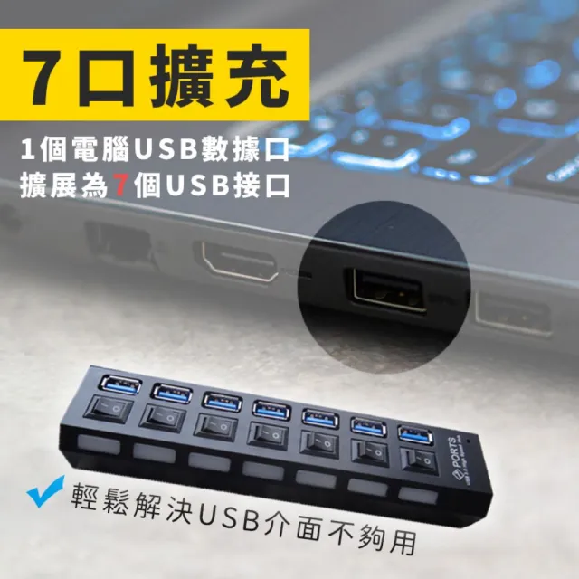 【SYU】USB3.0 HUB 集線器 七口 獨立開關(usb 擴充 usb hub usb 延長線)