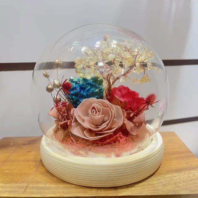 【OSTARA FLORIST 奧斯塔拉花藝】吞金獸水晶樹玻璃球花禮(永生花、祝賀花禮、開業、榮升、財位)