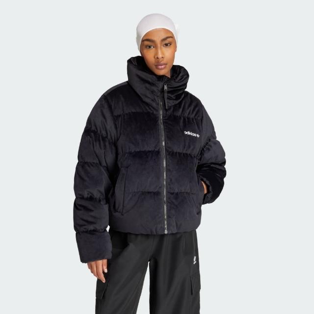 【adidas 愛迪達】外套 女款 運動外套 保暖 VELVET DOWN JKT 黑 IW8439(S2801)