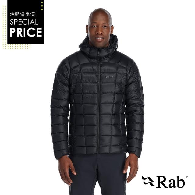 【RAB】Mythic Alpine Jacket 神話輕量羽絨連帽外套 男款 黑色 #QDB45