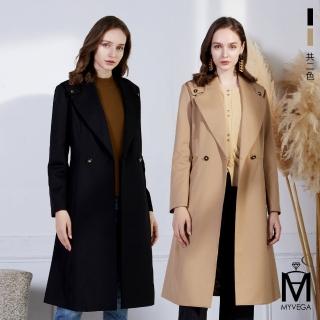 【MYVEGA 麥雪爾】MA修身彈性長版風衣外套-共二色(風衣/長版風衣/防風/冬季大衣/女外套)