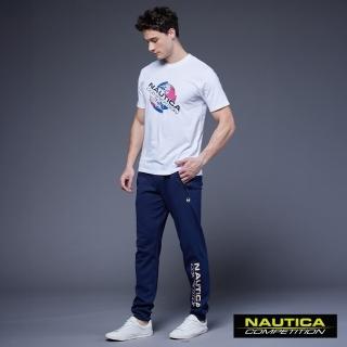 【NAUTICA】男裝 COMPETITIO棉感大LOGO運動長褲(藍色)