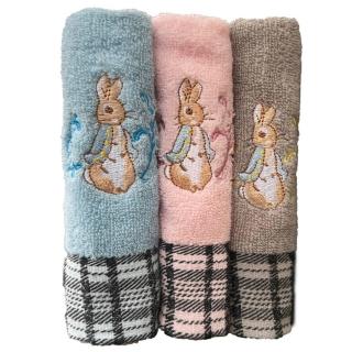 【PETER RABBIT 比得兔】6入 格紋刺繡 毛巾(FZ-AC3488PR)