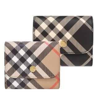 【BURBERRY 巴寶莉】新款格紋翻蓋短夾(任選)