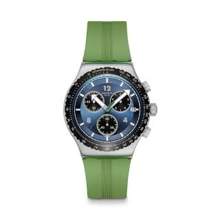 【SWATCH】Irony 金屬Chrono系列手錶 DUSK THRU THE LEAVES 草原 男錶 女錶 手錶 瑞士錶 錶(43mm)