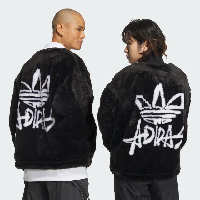 【adidas 愛迪達】N FUR JKT U 中性款 黑色 夾克外套 三葉草 毛毛 保暖(JD3776)