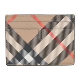 【BURBERRY 巴寶莉】新款經典格紋卡片夾(沙色)