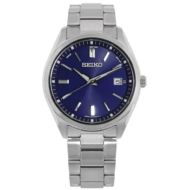 【SEIKO 精工】太陽能 電波錶 萬年曆 藍寶石水晶玻璃 防水100米 日期 不鏽鋼手錶 藍色 40mm(SBTM321)