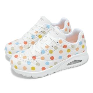 【SKECHERS】休閒鞋 Uno-Spotted Air 女鞋 白 氣墊 支撐 微厚底(155216-WMLT)