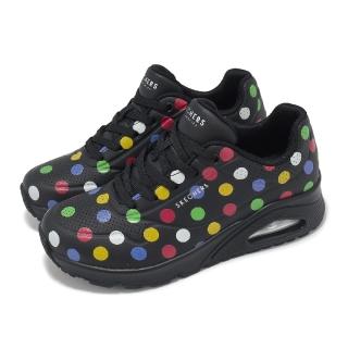 【SKECHERS】休閒鞋 Uno-Spotted Air 女鞋 黑 氣墊 支撐 微厚底(155216-BKMT)