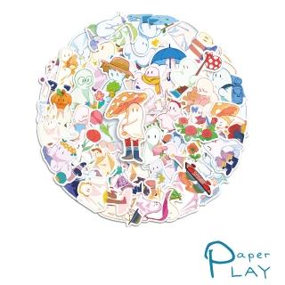 【Paper Play】創意多用途防水貼紙-可愛彩色小幽靈 50枚入(防水貼紙 行李箱貼紙 手機貼紙 水壺貼紙)