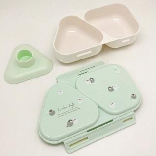 【OSK】日本製 三角形 日式分隔便當盒 素白/文鳥(二款任選)