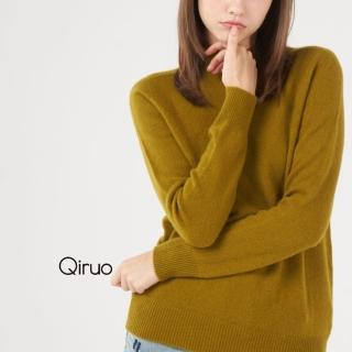 【Qiruo 奇若名品】專櫃芥末色小羊毛上衣 2009A-75素面立領造型長袖(FF)