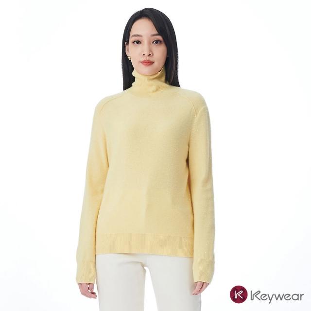 【KeyWear 奇威名品】Cashmere高領亮片紗針織毛衣