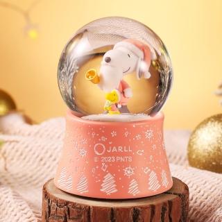 【JARLL 讚爾藝術】Snoopy史努比假期愉快 淡彩水晶球音樂盒(Peanuts官方授權 聖誕禮物 聖誕樹)