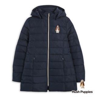 【Hush Puppies】女裝 外套 經典刺繡狗長版羽絨外套(丈青 / 44217201)