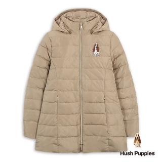 【Hush Puppies】女裝 外套 經典刺繡狗長版羽絨外套(卡其 / 44217201)