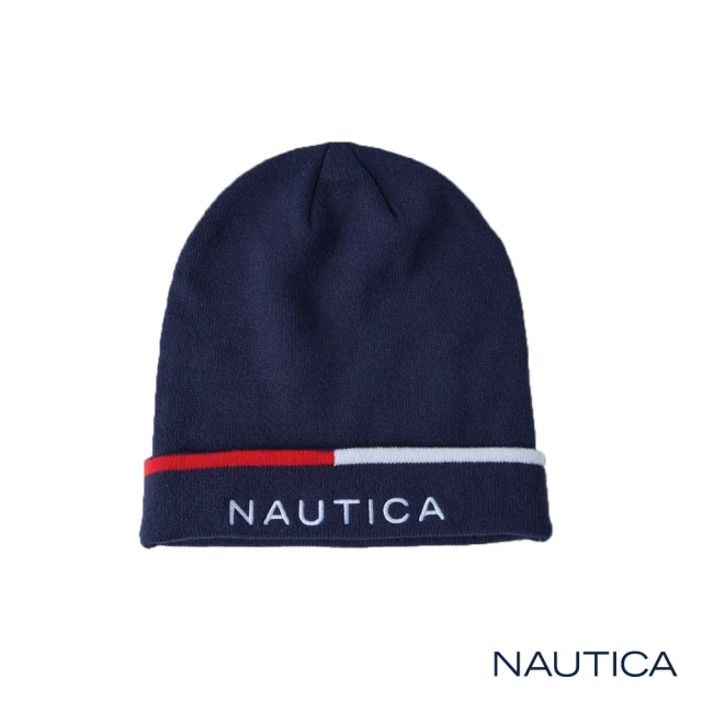 NAUTICA 暖冬時尚品牌針織毛帽(藍色)