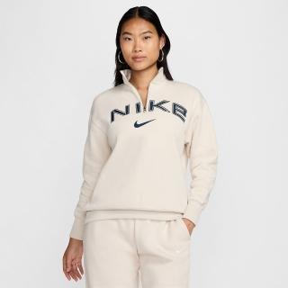 【NIKE 耐吉】長袖上衣 女款 運動 AS W NSW PHNX FLC OS LOGO QZ 米 FV7680-104