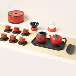 【LohasPottery 陸寶】福照萬家茶禮 富貴紅(全套茶席 賀歲、禮贈的兔年好選擇 茶具/禮品/禮物)