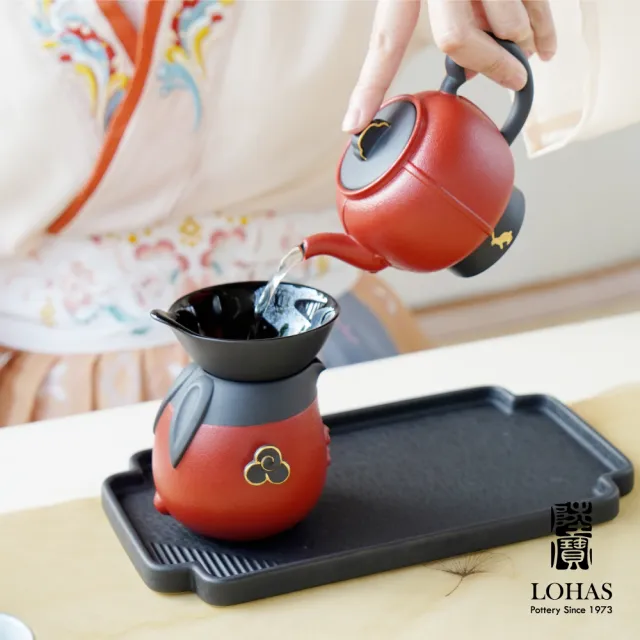 【LohasPottery 陸寶】福照萬家茶禮 富貴紅(全套茶席 賀歲、禮贈的兔年好選擇 茶具/禮品/禮物)