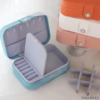 【Porabella】首飾盒 經典格紋飾品盒 珍珠鋯石扣飾品盒 便攜式飾品盒 戒指項鍊耳環耳夾收納