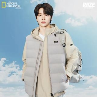 【國家地理服飾官方旗艦】男女同款 HERON 輕量羽絨背心-米色(鵝絨升級款/輕量)