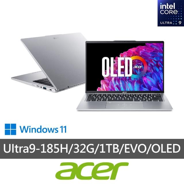 【Acer 宏碁】14吋Ultra9 OLED 輕薄AI筆電(Swift Go/EVO/SFG14-73-9896/Ultra9-185H/32G/1TB/W11/OLED)