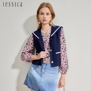 【JESSICA】氣質百搭海軍領條紋口袋設計無袖背心J44902