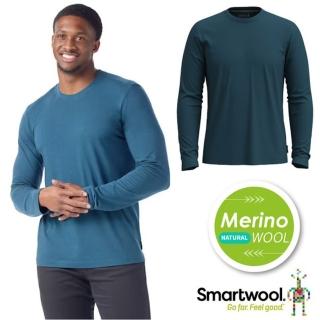 【SmartWool】男 Merino Wool 美麗諾羊毛 Perfect 長袖圓領T恤.套頭衫(SW002595-G74 暮光藍)