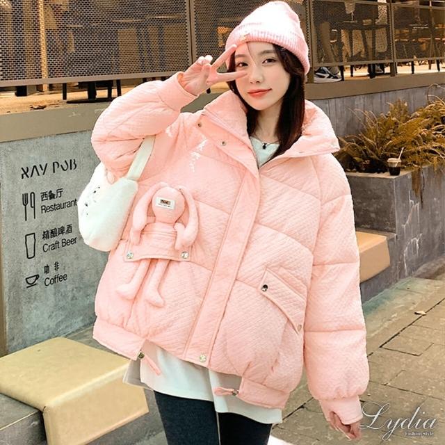 Lydia 現貨 防風外套 長袖外套 秋冬新品韓版時尚設計感可愛兔兔鋪棉外套 白 粉 黑 Free