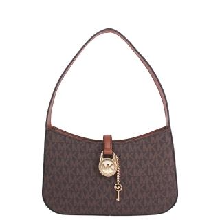 【Michael Kors】LYRA系列 鑰匙 鎖頭造型 PVC拼接皮革 肩背/手提 二合一多用包(字母咖)