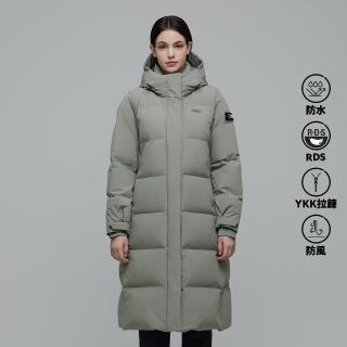 【國家地理服飾官方旗艦】女裝 CAYMAN PRO 長版羽絨外套 - 卡其色(匈牙利高品質鵝絨填充)