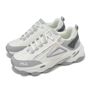 【FILA】休閒鞋 Athens 女鞋 灰 白 拼接 支撐 緩衝 老爹鞋 斐樂(5J913Y441)