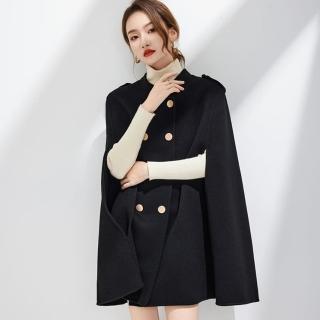【巴黎精品】現貨+預購 羊毛大衣毛呢外套(保暖設計風寬版斗篷女外套2色a1il49)