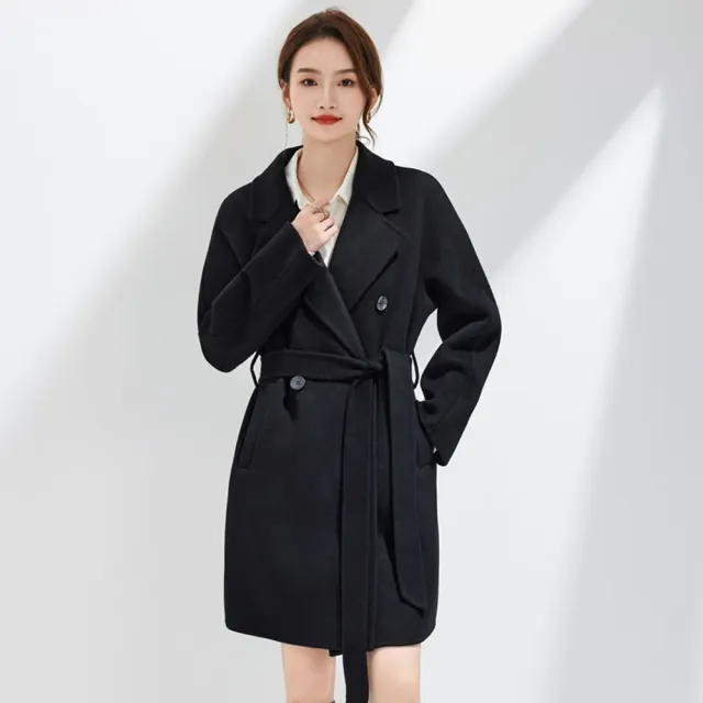 【巴黎精品】現貨+預購 羊毛大衣毛呢外套(保暖秋冬全羊毛雙排扣女外套2色a1il53)